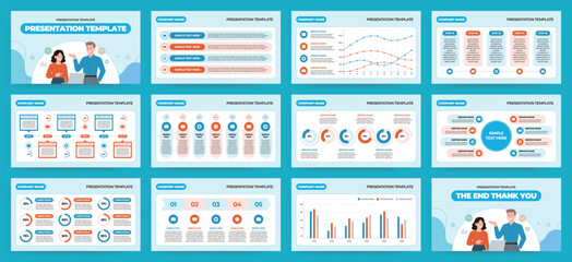 Modern presentation slide templates. Infographic elements template set for web, print, annual report brochure, business flyer leaflet marketing and advertising template. Vector Illustration.