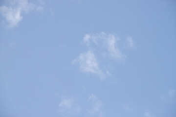 A clear blue sky with a few clouds
