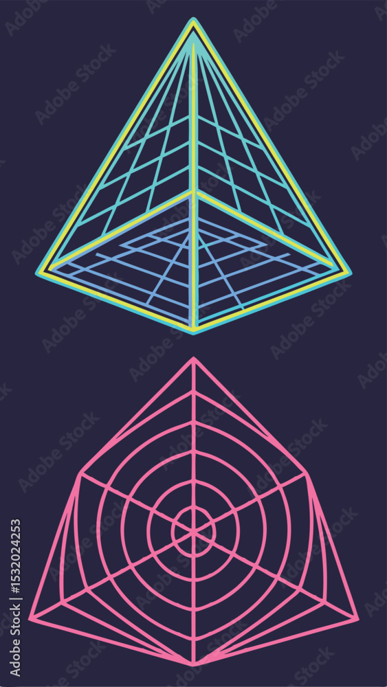 Poster abstract digital geometry with led light matrix effect for futuristic designs and concepts