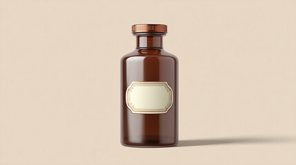 Fototapeta premium Vintage Amber Bottle Mockup for Cosmetic or Essential Oils