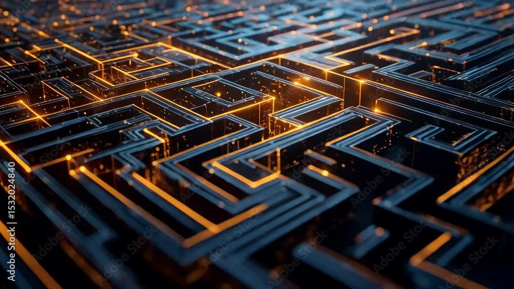 Aufkleber complex glowing geometric pattern illuminates a sophisticated digital network design with intricate 