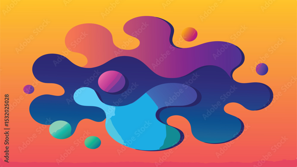 Poster abstract fluid shapes in gradient colors with transparent background for designs