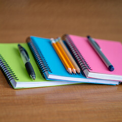 notebooks and pens on the table