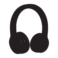 Fototapeta premium Simple black silhouette of over ear headphones icon