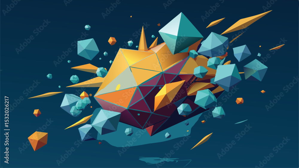 Poster abstract geometric composition in colorful tones with a transparent background