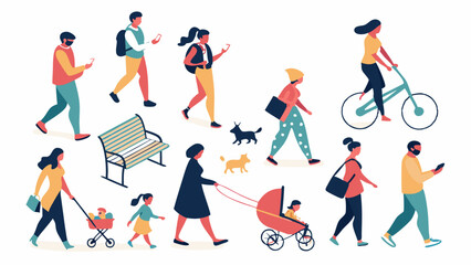 Silhouette vectors of women, children, and families shopping, a fashion illustration collection