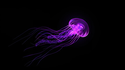 jellyfish on black background.  purple jellyfish with a slight fluorescent glow 