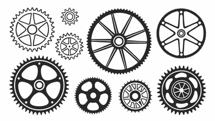 Here's your sentence:

A set of wheels with interconnected cogs illustrating mechanical power and industrial design