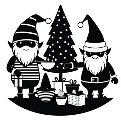 Black and White Abstract Vector Design with Geometric Shapes