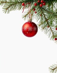 Christmas tree branch with red balls

