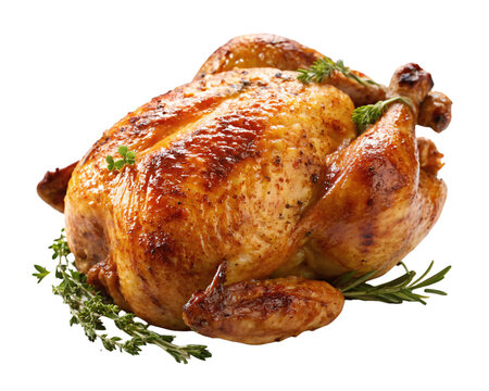 Whole Roasted Chicken isolated on transparent background