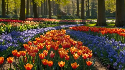 Blooming Beauty: A Vibrant Tulip Garden in Spring