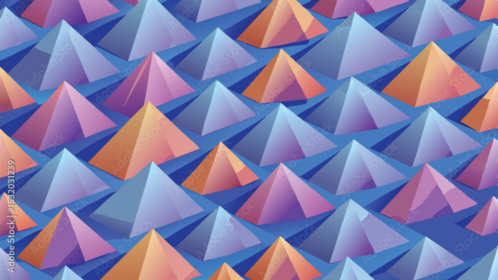 Poster abstract geometric pyramid pattern seamless background with color gradient design