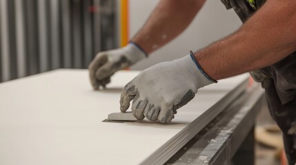 Construction Worker Detail: Precision and Craftsmanship