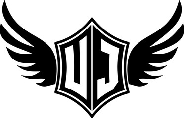 UJ logo emblem with winged and shield template