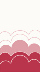 Abstract graphic composition of gradated pink cloud shapes with a white background