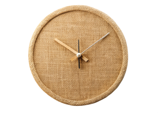 Jute wall clock  isolated on white background