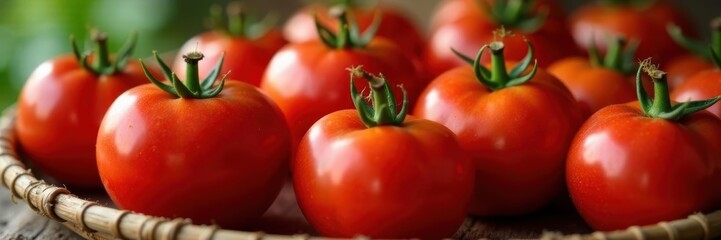 Juicy red tomato, blemish-free, vibrant color , closeup, natural