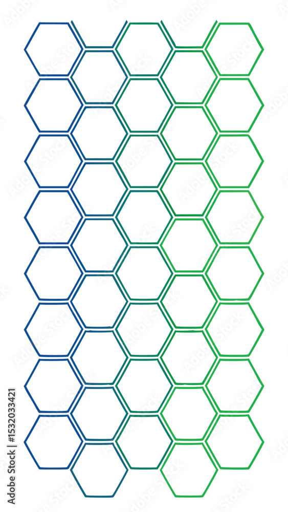 Aufkleber abstract hexagon grid with color gradient in blue and green suitable for designs