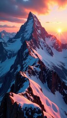 Hochgrat summit bathed in warm sunset hues, alpine glow , alpine, purple