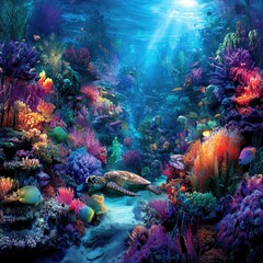 Vibrant Underwater Coral Reef Scene