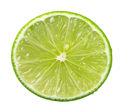 Fresh lime slice closeup image for summer drinks and cocktails ingredient with bright green color
