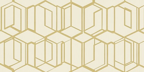 Elegant Gold Geometric Hexagon Pattern Seamless Texture Background Wallpaper Design