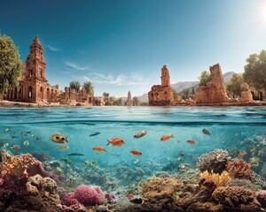 Ruined City Underwater Coral Reef