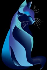 composition with blue big cat