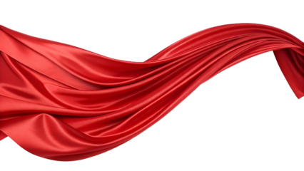 red satin fabric isolated on transparent background