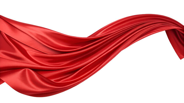 red satin fabric isolated on transparent background