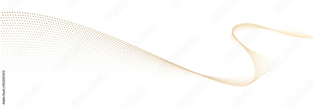Aufkleber Abstract vector wavy flowing dot particles smooth curve gold gradient color on transparent background in concept of luxury, technology, science, music, modern.