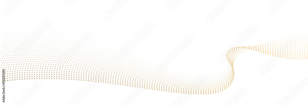 Aufkleber Abstract vector wavy flowing dot particles smooth curve gold gradient color on transparent background in concept of luxury, technology, science, music, modern.