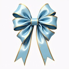 delicate light blue ribbon with golden edges and subtle star details, ideal for elegant decorations or gift wrapping