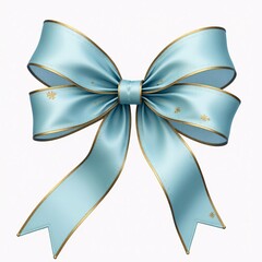 delicate light blue ribbon with golden edges and subtle star details, ideal for elegant decorations or gift wrapping