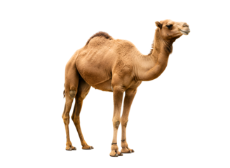 Dromedary camel sitting isolated on transparent background