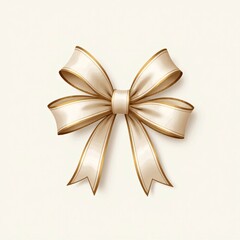 elegant cream-colored gift box adorned with a shiny golden bow, perfect for special occasions.  