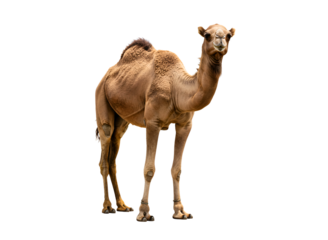 Dromedary camel sitting isolated on transparent background