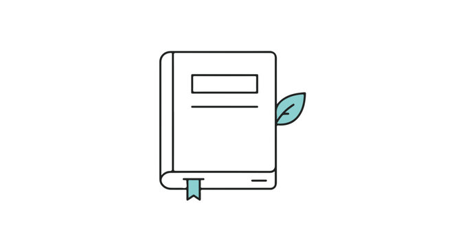 A closed book with a leaf bookmark.