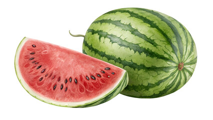 watermelon  and slice isolated on transparent background