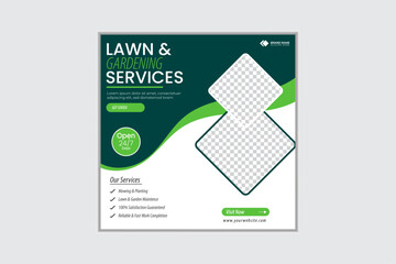 agriculture farming services or Lawn Mower Garden Service Social Media post banner and cover template or agro farm, agriculture, farming, organic farm