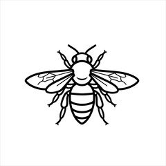 Minimal Queen Bee Logo, Animal Drawing Art, Clean Black Lines