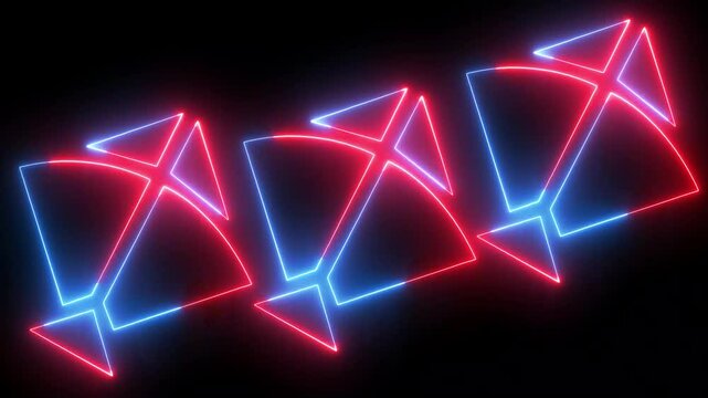 Colored graphic object that rotates clockwise in the center, varying in size, on a background with a hypnotic, psychedelic and stroboscopic effect, in 16: 9 video format.