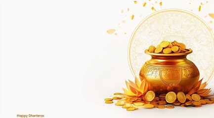 Innovative abstract, Banner,Card or Poster for Dhanteras with Goddess Maa Lakshmi Laxmi Charan for Indian Dhanteras and Diwali festival Celebration.