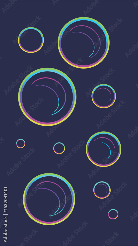 Poster Abstract neon floating loops with translucent and fluid aesthetic design element