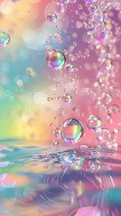 Rainbow-colored water drop ripple foam illustration poster background