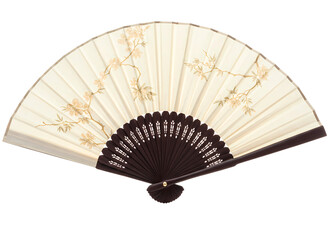 Floral hand fan asian design isolated on transparent background