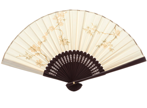 Floral hand fan asian design isolated on transparent background