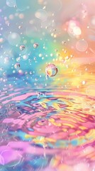 Rainbow-colored water drop ripple foam illustration poster background