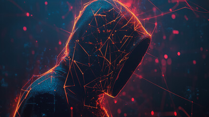 Hacker are planning to hack and attack networks and cyber security systems and stands on the peak of success amid tall, innovative Smart city and graphs with statistics to analyze business potential